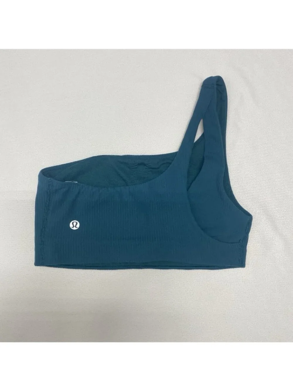 Lululemon Ribbed Nulu Asymmetrical Yogo Bra Light Support Women Size 4 Teal